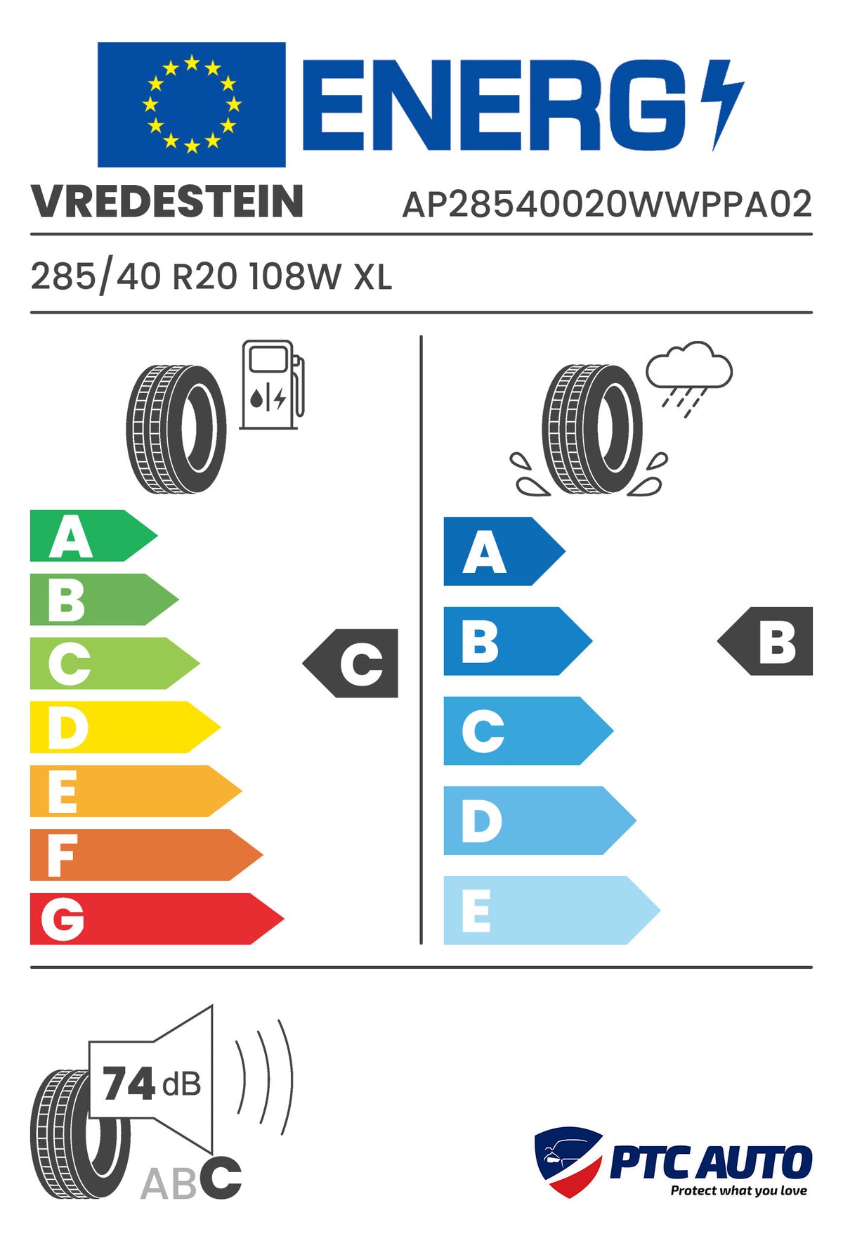 VREDESTEIN 285/40 R20 108W XL FSL WINTRAC PRO+ M+S 3PMSF (C-B-B[74])(4x4 iarna)