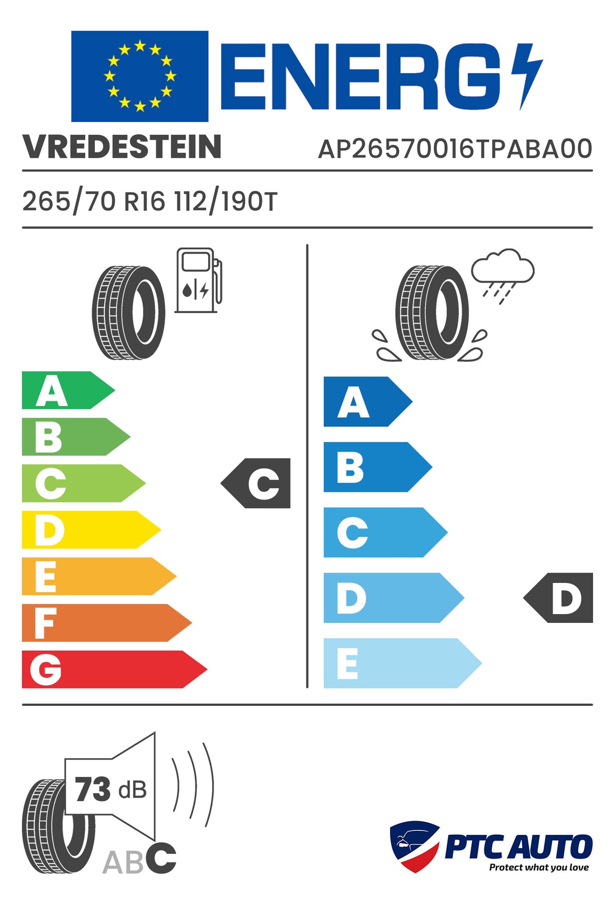 VREDESTEIN 265/70 R16 112/190T PINZA AT BSW M+S 3PMSF (C-D-B[73])(4x4 All Season)