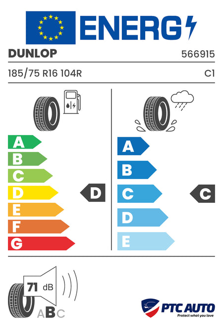 DUNLOP 185/75 R16 104R ECONODRIVE C (D-C-B[71])(Camionete vara)