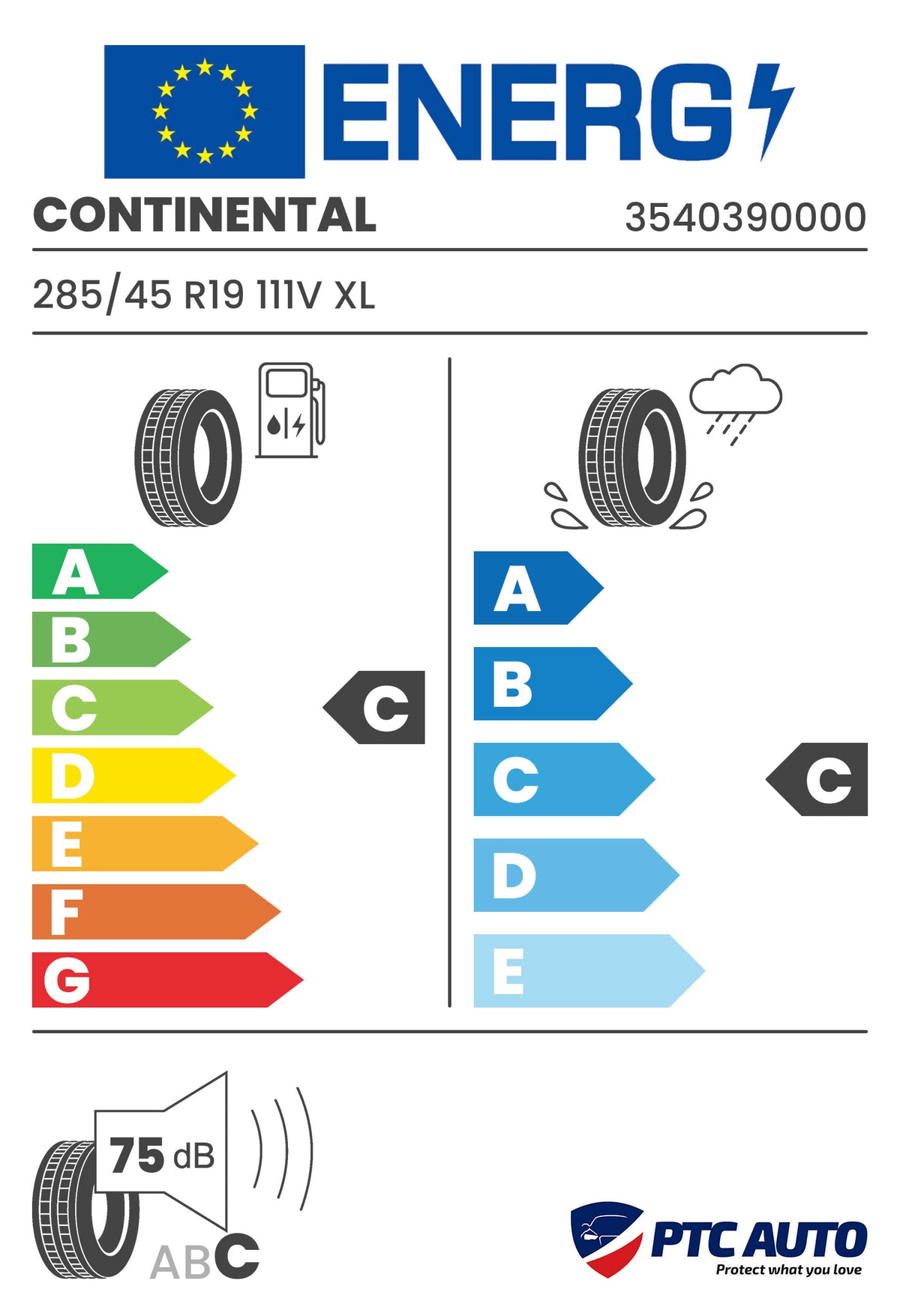 CONTINENTAL 285/45 R19 111V XL FR CONTICROSSCONTACT WINTER MO M+S 3PMSF (C-C-B[75])(4x4 ia