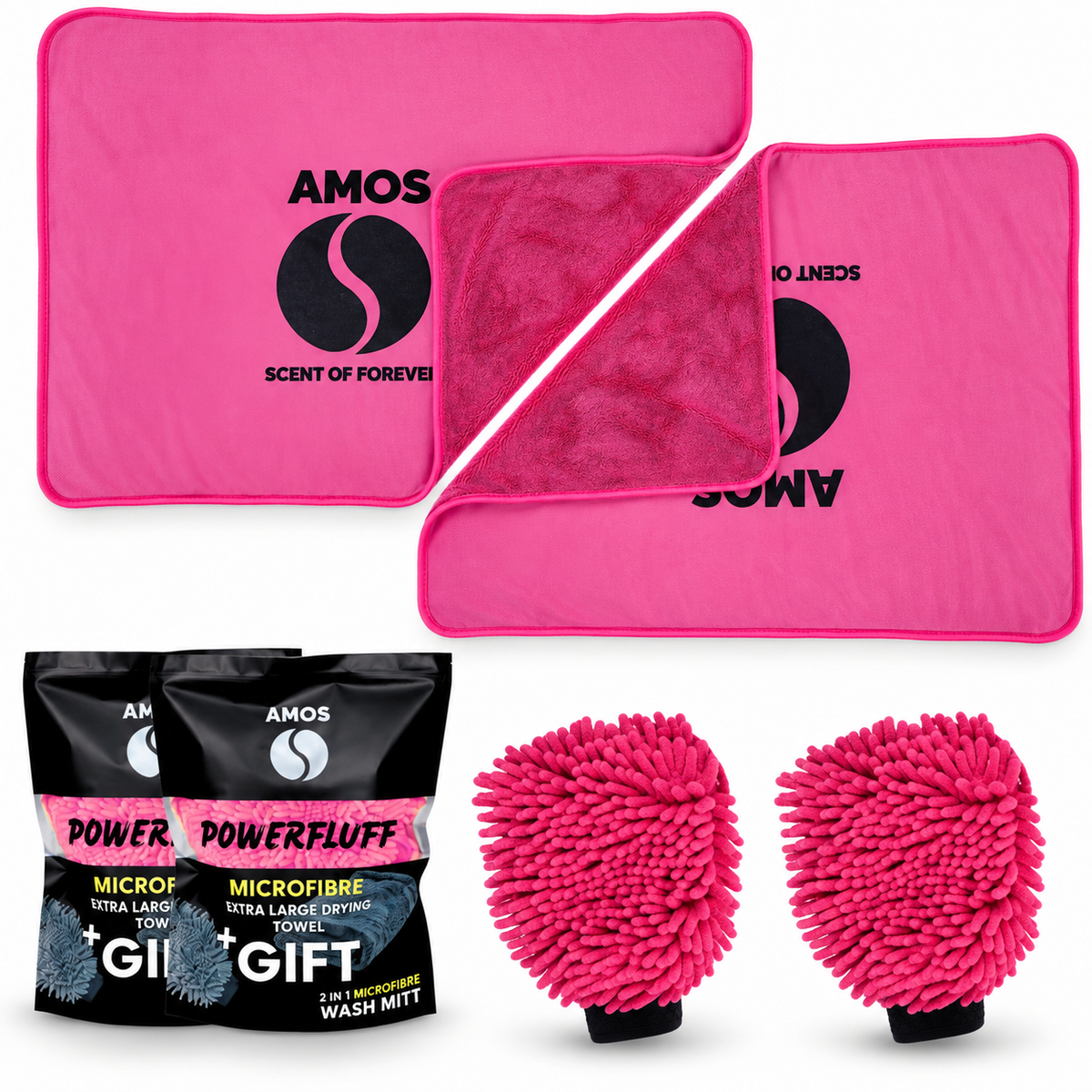 Pachet 2 Prosoape uscare auto roz AMOS Powerfluff