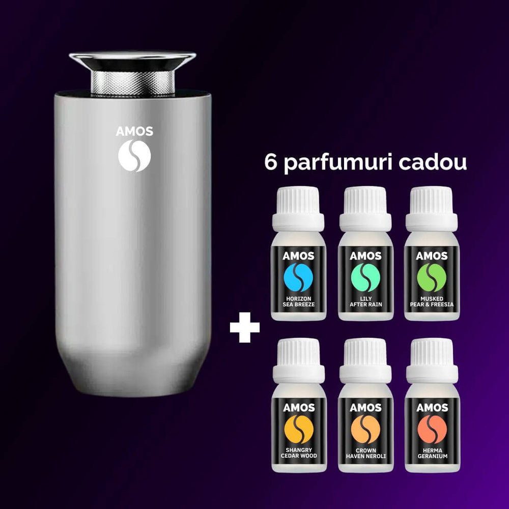 PACHET AMOS ONE Difuzor Smart + 6 parfumuri dementiale cadou