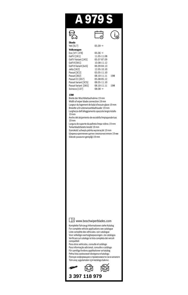 Lamela Stergator Volkswagen Golf Vi, fabricatie 2009-2014, caroserie Caroserie Inchisa/Combi | STB3397118979