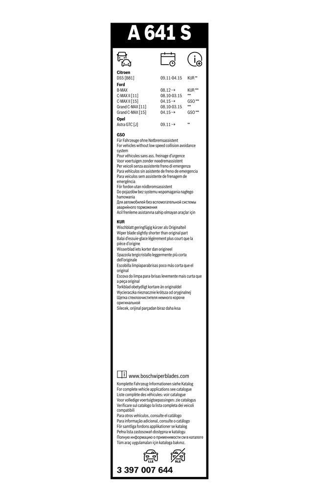 Lamela Stergator Ford C-Max, fabricatie 2010-2019, caroserie Minivan | STB3397007644