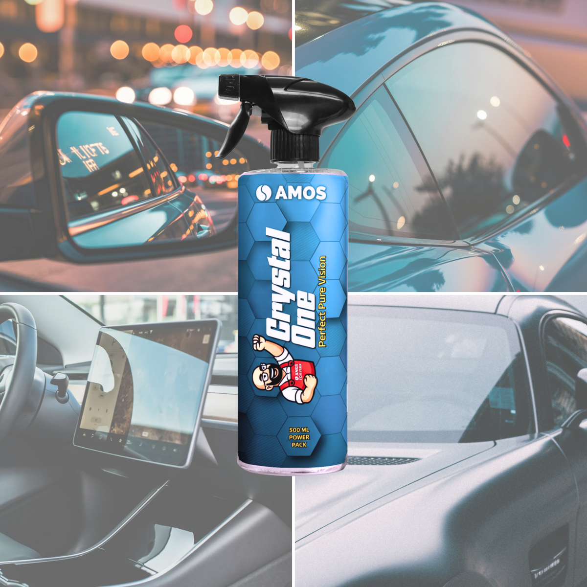 Gel curățare geamuri și oglinzi auto 500 ml - AMOS Crystal One