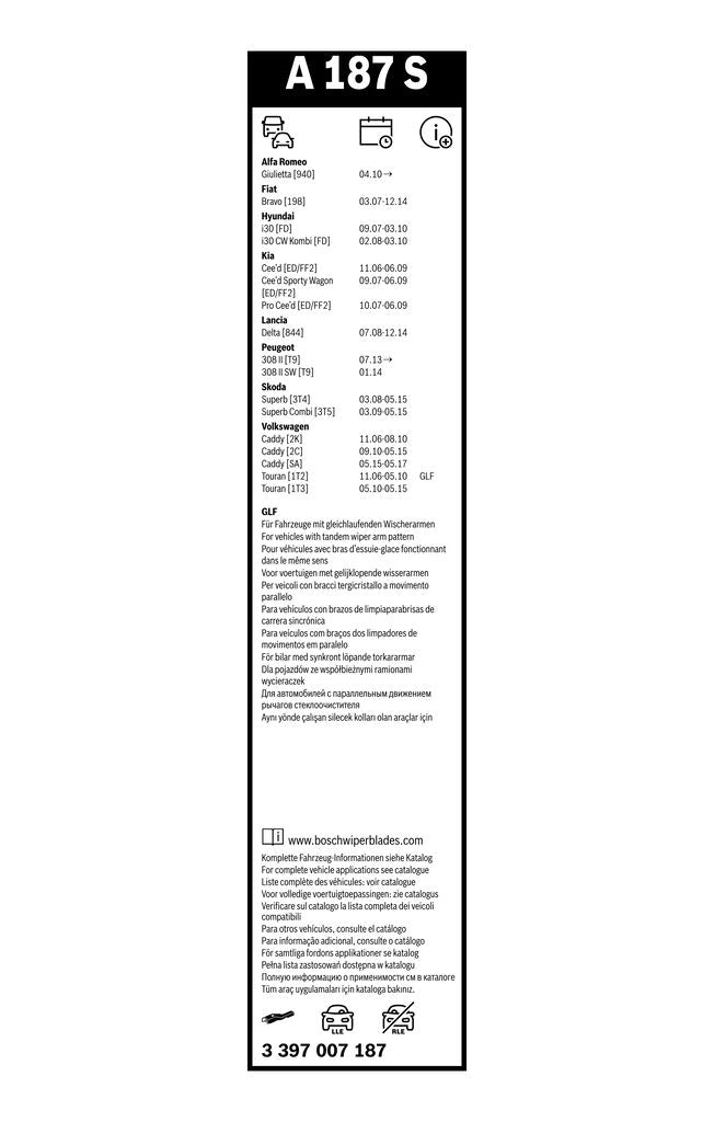 Lamela Stergator Peugeot 308 II, fabricatie 2014-2021, caroserie Combi | STB3397007187