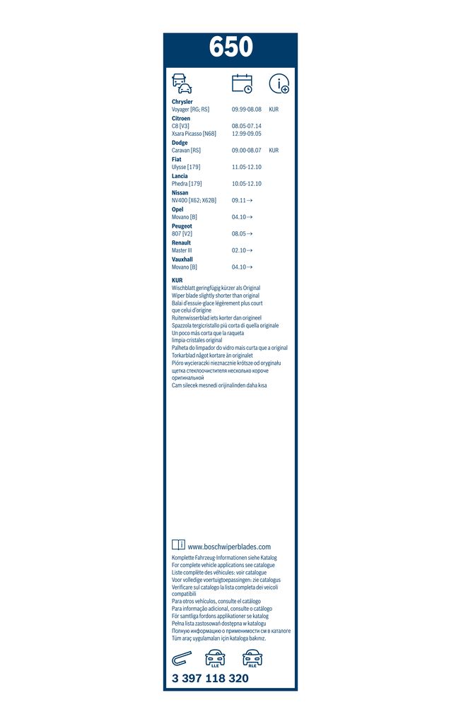 Lamela Stergator Dodge Caravan IV (RS), fabricatie 1995-2007, caroserie Minivan | STB3397118320