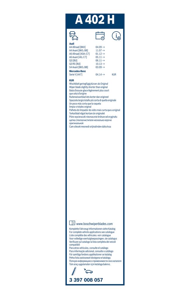 Lamela Stergator Mercedes V-Class W447, fabricatie 2014+, caroserie Minivan | STB3397008057