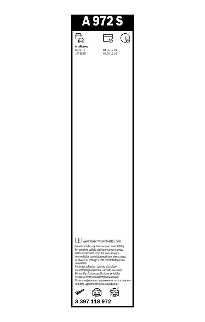 Lamela Stergator Alfa Romeo 147, fabricatie 2001-2010, caroserie Hatchback | STB3397118972