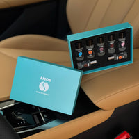 Pachet Amos mini Blue - difuzor de parfum gri + set Blue cu 7 parfumuri de rezervă