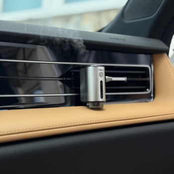 Pachet Amos mini Pink - difuzor gri de parfum + set pink cu 7 parfumuri de rezervă