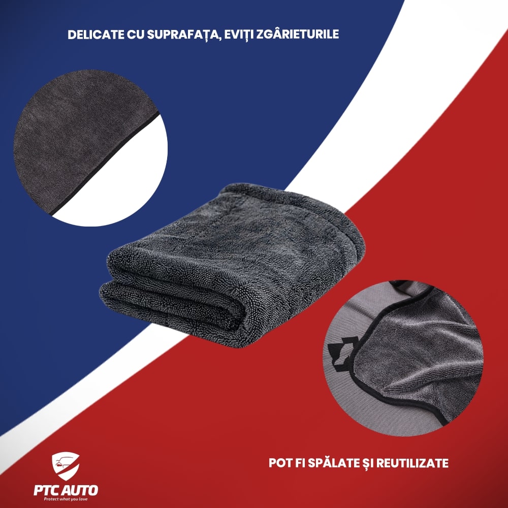 Prosop microfibra ultra large Arka Ride 1000 GSM + manusa CADOU