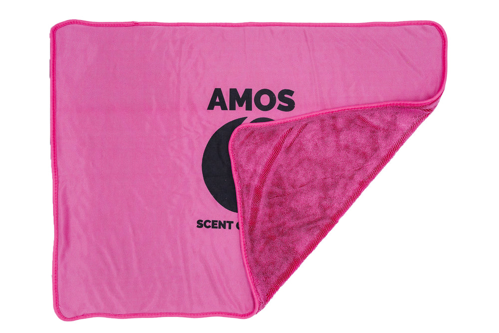 Prosop microfibră ultra absorbant AMOS Powerfluff roz 1000 GSM 60*80cm + manusa CADOU