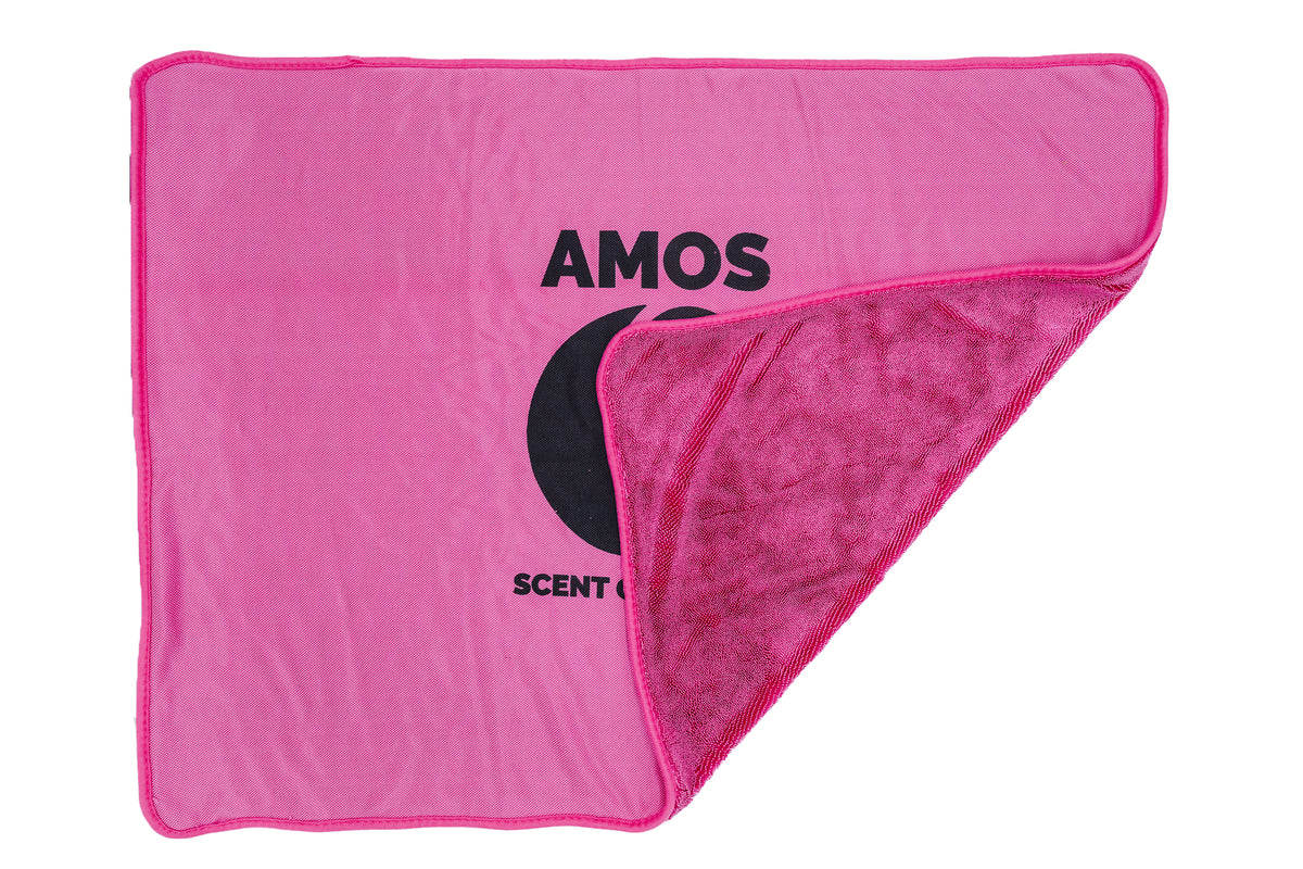Prosop microfibră ultra absorbant AMOS Powerfluff roz 1000 GSM 60*80cm + manusa CADOU
